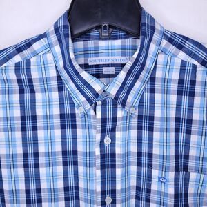 Southern Tide Blue and White Checkered Shirt